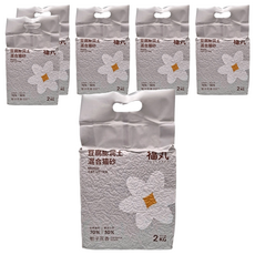 FUKUMARU 福丸 豆腐膨潤土混合貓砂 2kg 強效除臭 天然材質, 梔子花, 6袋