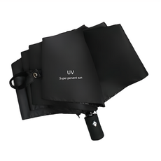 八骨抗UV遮陽傘, 全自動一鍵開合, 晴雨兩用, 黑色, 1支