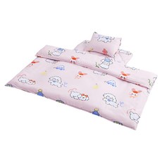 愛北鼻 幼兒園睡墊三件組 絲柔棉止滑款, 粉色