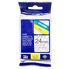 兄弟牌 標準黏性護貝標籤帶 透明底黑字 TZe-151, 24mm, 8m