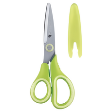 Raymay 藤井 左手學童用安全剪刀 綠色 安全附蓋設計 剪紙好幫手, 1支