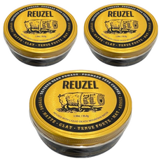 REUZEL 黑金豬強力黏土級水性霧面髮蠟 95g, 持久強效定型, 增加自然清晰線條紋理, 3個