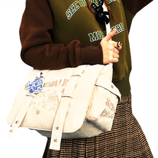 Vanwalk 出走 美式復古星球系郵差包 V2557, 香草白