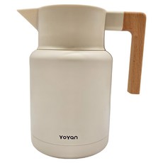 miWORKS 米沃 北歐木柄保溫壺, 米色, 1.3L, 1個