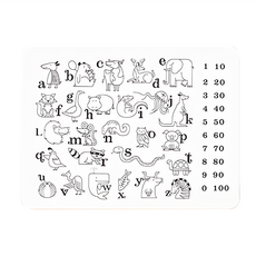 食品級矽膠畫畫餐墊 Set 30cm x 40cm 無毒耐熱安全, 數字動物英文, 1組