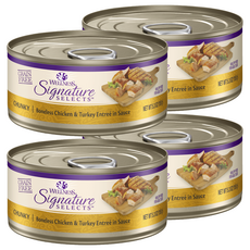 WELLNESS 寵物健康 SS 名廚特選主食罐 貓用, 鮮雞肉塊 + 火雞肉, 150g, 4罐