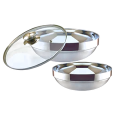 SUNB.W 秦博士 304不鏽鋼廣口隔熱碗組 2100ml+1200ml 雙層不鏽鋼, 雙色拋光, 1組