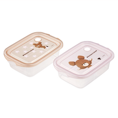Skater 銀離子輕巧型微波保鮮盒 小熊學校 178 x 119 x 55mm 500ml 2入組, 2入, 1組