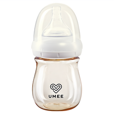 UMEE PPSU奶瓶 第一階段, 荷蘭奶瓶 優質, 母乳餵哺基本原理, 防脹氣腹痛系統, One-Piece 排氣閥, 金色, 160ml, 1個