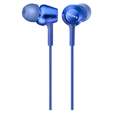 SONY 索尼 MDR-EX255AP 耳塞式可通話耳機, 金屬5色 全系列智慧型耳機, 支援Android/iPhone, 藍色 LI