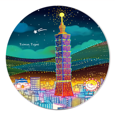 JB Design 耐熱陶瓷吸水杯墊, 台灣台北 Taipei, 直徑11cm, 台北夜晚, 1個