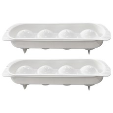 Bsstore 圓形4格大冰球製冰盒 PP塑膠材質 耐熱溫度-20~80°C 韓國製造, 26 x 7.5 x 6cm, 白色, 2個