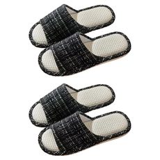 bebehome 小香風亞麻拖鞋 室內拖鞋 黑色, 36~37, 2雙