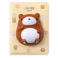 SKB 棕熊抒壓筆記本, 立體動物造型, 可愛療癒舒壓, PU和紙材質, 棕熊, 1本