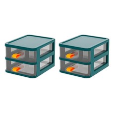 小麥購物 透明桌面收納盒 C469 245g 2個, 撞色綠, 2層