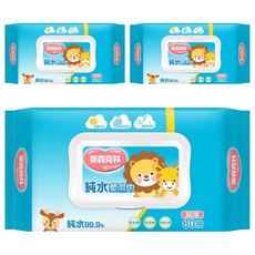 奈森克林 純水柔濕巾 純水99.9% 無香精 無酒精 無螢光劑, 80張, 3袋, 超厚