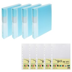ECO Chungwoon A4 PP彩色半透明資料夾 60頁*4本 附補充內頁100頁, 天藍色, 1組