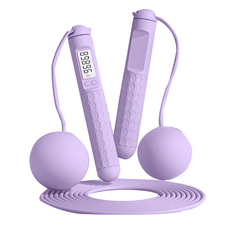 MICHAEL FITNESS 麥克健身 兩用跳繩, 繩長280cm 可調節, 360度旋轉, 靜音軸承, 防滑手柄, 負重繩球, 紫色, 有繩280cm可調節，無繩25cm可調節, 1組