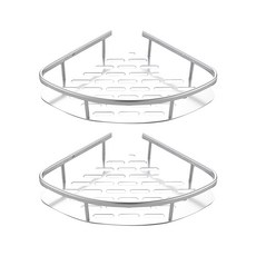 免打孔加寬三角置物架 227g, 銀色, 2個