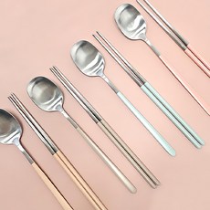 Lebeon 4人份湯匙筷子組 混合色, 1組, 4湯匙+4筷子, 混色