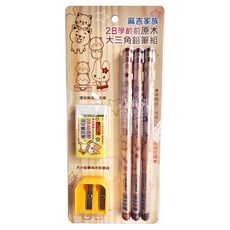 麻吉 學齡前 2B 原木大三角鉛筆組合, 1組