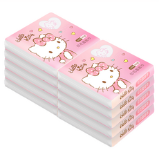 ONEDER 旺達棉品 三麗鷗凱蒂印花面紙巾 輕巧方便攜帶 無添加安心使用, 10包, 1組