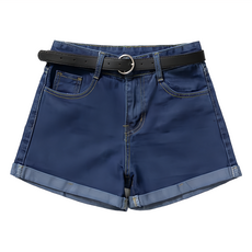 葉子小舖 高腰牛仔短褲 附腰帶