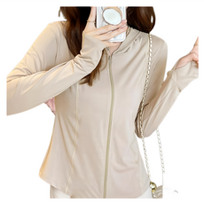 冰絲修身防曬衣, 2XL, 奶茶色