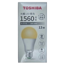 TOSHIBA 東芝 燈泡 13W E27 4000K, 自然色, 1個
