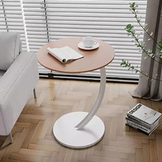 圓形桌面邊桌 直徑40cm 高度60cm, 原木色 + 白色