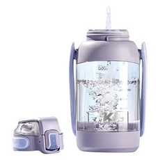 TKK 美國進口Tritan 獵鷹 手提 + 背帶直飲大容量運動水壺, 薰衣草紫, 1.2L, 1個