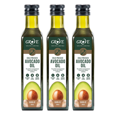 Grove 葛洛芙 冷壓初榨酪梨油 大蒜, 100%純淨天然, 高發煙點, 250ml, 3瓶