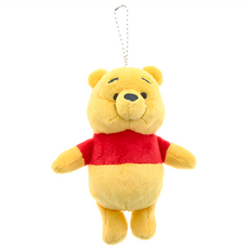 sun-star 小熊維尼毛絨吊飾零錢包 站立維尼 可愛毛絨 鑰匙圈, 1個, 10.5cm