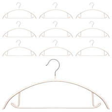 奈米防滑無痕衣架，特殊防滑設計 圓滑無毛刺 兩側凹槽設計 Set 10支, 白色, 1組