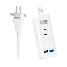 RONEVER 1切3座USB延長線 120 x 44 x 31mm, 1.8m, 白色, 1條