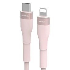 Rorentech 馬卡龍色 C to 8-pin PD快速充電線, 1個, 粉彩粉紅色, 2.4m