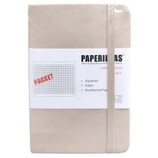PAPERIDEAS A6 硬皮 188頁 方格筆記本, 100g/s² 無酸紙, 奶咖色, 1本