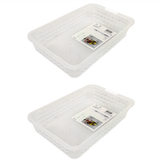 inomata 冰箱冷藏 收納盤 深長型, 30.3 x 19.7 x 5.3cm, 家和萬事興, 2個