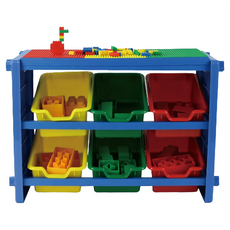 DELSUN 岱森城 六格積木收納兩用架, 繽紛彩虹