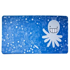 QIDINA 奇蒂可 日系超大療癒防滑滑鼠辦公墊, 1個, 塗鴉八爪魚 藍色 + 灰色