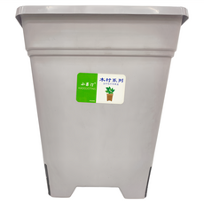 小果汀 方形青山控根盆 + 托盤 加厚PP5塑膠 用力足防腐抗氧化 防雨防曬, 26 x 26 x 30cm, 灰白色, 1個