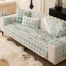 好物良品 北雪森林 雙色扎染輕奢高密度毛絨保暖沙發墊, 1個, 綠色