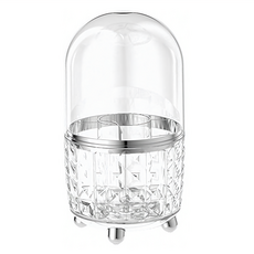 分格式360度旋轉防塵化妝品刷具收納盒, 銀色, 1個