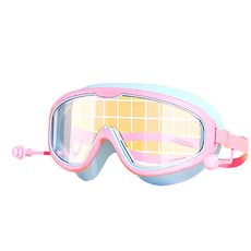 葉子小舖 兒童泳鏡 自帶耳塞 粉藍色 舒適安全, 1個, 均碼