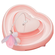 PAWGETHER 寵小到大 智能魔力愛心逗貓器，雙球雙軌道，頂部羽毛設計，紅外線感應，音樂逗貓，兩種逗貓模式, CPG-P058, 粉色, 1個