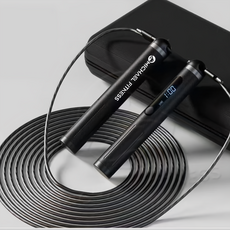 MICHAEL FITNESS 麥克健身 可充電 鋁合金無繩跳繩 計數跳繩 附收納包, 曜石黑, 1組