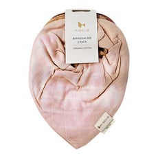 FABELAB 有機棉三角圍兜3件組, 莓紅 + 淺粉色 + 棕色, 24 x 21cm