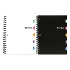 PINKFOOT Campus PP封面附索引標籤筆記本2件組 附索引標籤 線圈筆記本, 1組, 黑色 + 白色