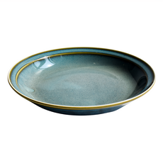 佐和陶瓷 御納戶青皿 日本製 陶瓷餐盤 (藍色/黃色) - 日式餐具, 1個, 8吋(22.5 x 3.5cm)