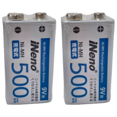 iNeno 艾耐諾 9V/500max 鎳氫充電電池, 2個, 1入